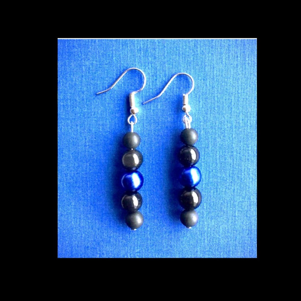 Police Blue Line Earrings